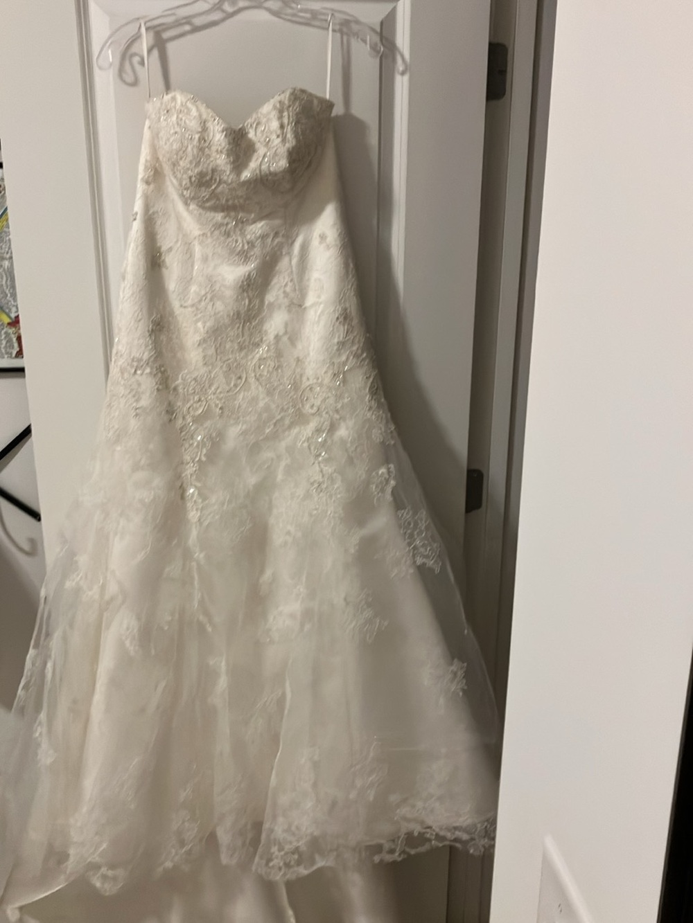 Beautiful Strapless Lace A-Line Wedding Dress in Ivory